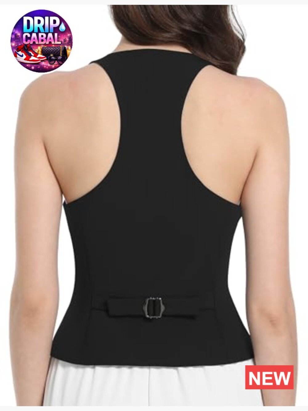Women's Sleeveless Button Up Vest with Racerback, Lightweight Polyester Spandex - Picture 3 of 7